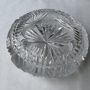 American Brilliant Period Ashtray Bowl Cut Crystal‎ Glass Clear Heavy VTG 4.5"